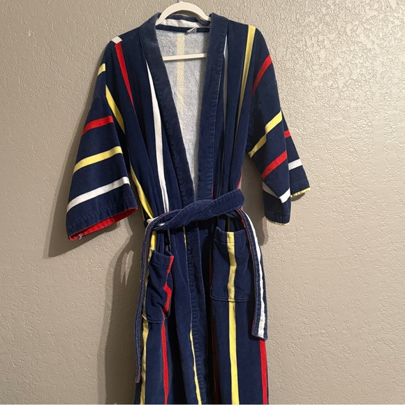 Other - Vintage 100% Cotton Striped Bathrobe • Made in Brazil Medium